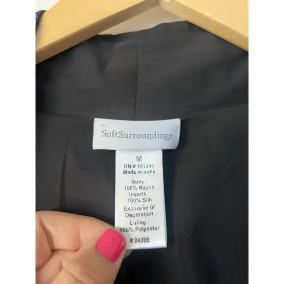 Soft Surroundings Embroidered Open Front Multi Colored Lined Cardigan Sz M - Picture 5 of 10